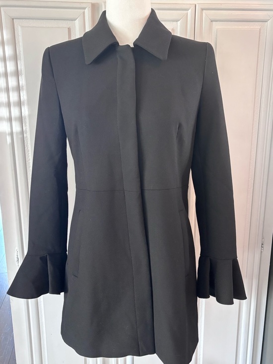 Zara Jackets & Blazers - Zara Black Ruffle Cuff Coat sz S